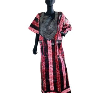 African batik wine stoned dress