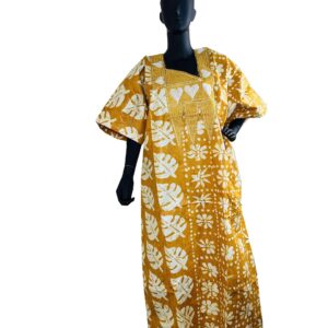 African batik yellow dress