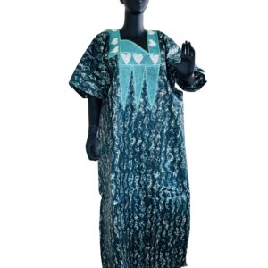 African Batik Green Love dress