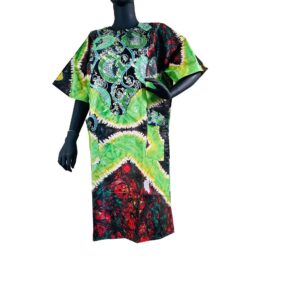 African Batik short dress ( Green & Brown)